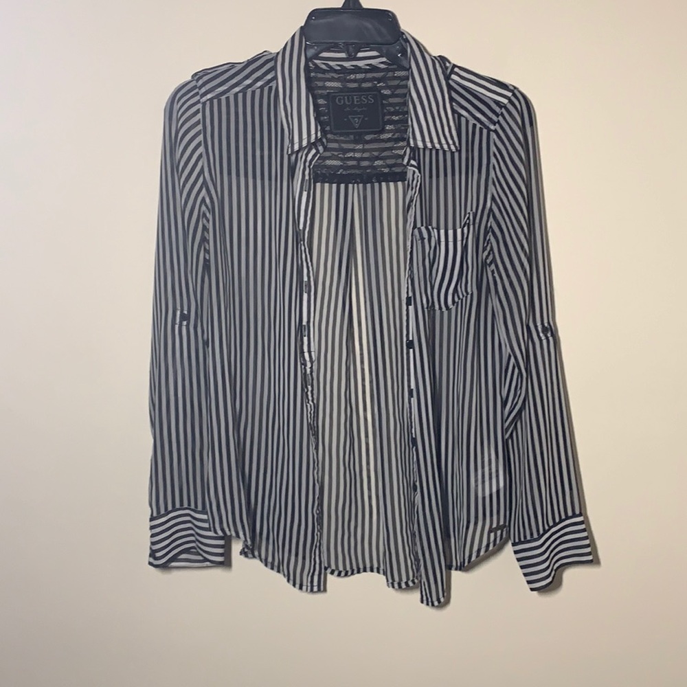 Guess striped button up blouse